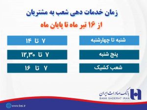 ​خدمت به مشتریان در بانک صادرات ایران از ۷ صبح آغاز می شود