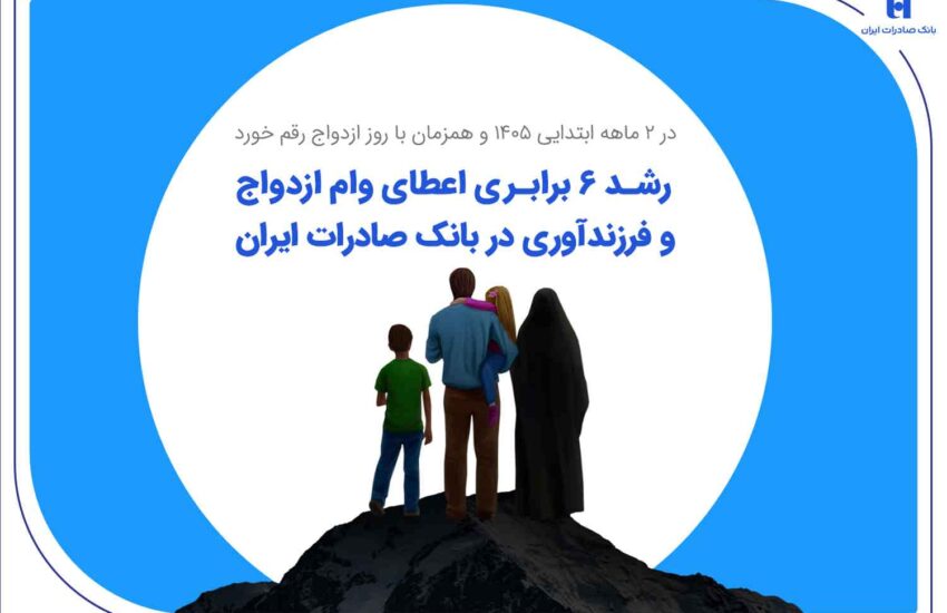 رشد ۶ برابری اعطای وام ازدواج و فرزندآوری در بانک صادرات ایران